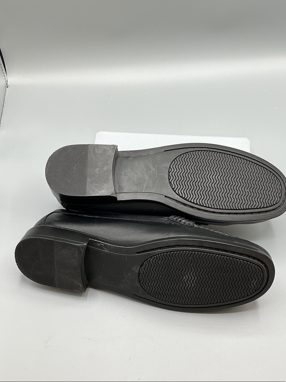 Women's Black Leather Penny Loafers - Picture 8 of 9